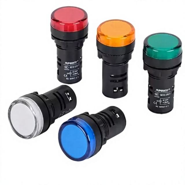 Plastic Enclosure 22mm Mounting Hole 220V Input Industrial Hyper Bright Multi-Color LED Display Screen Power Indicator Light