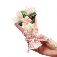 Bunga Puff Mini Rajutan Tangan Kreatif dari Benang Wol Buatan Tangan, Properti Fotografi, Hadiah Ulang Tahun/Hari Raya, Bunga Artifisial
