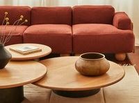 Ensemble table basse ronde en travertin de style moderne de taille personnalisée meubles pour salon