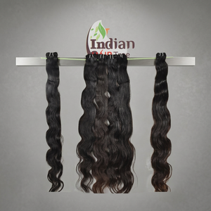Paquete económico de cabello indio sin químicos, cabello con encaje, onda natural, doble trama a máquina, venta al por mayor, color natural, cabello humano para mujeres - Product Image 1