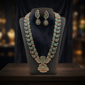 Elegant Ensemble Brass Gold Plated Zircon Necklace & Earrings <b>Set</b> Latest Designed Wedding Engagement Party Jewelry for Women - Product Image 2
