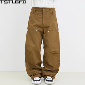 Pantalones Vintage Personalizados de Lona Gruesa, Estilo Cargo, Anchos, con Doble Rodilla, para Trabajo, Tipo Carpintero, para Hombre - Product Image 2