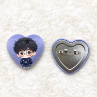 Broche Cœur Métallique Personnalisée Vigreat, Badge en Tôle Recouvert de Tissu Imprimé sur Mesure, Épingle Décorative Adorable, Collection Souvenir