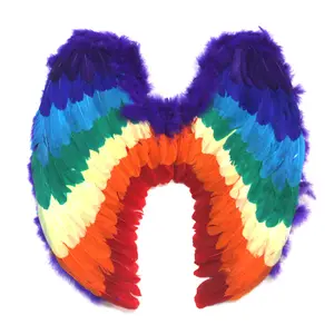 Party Photo Prop Rainbow Colors Large Feather Angel Wings