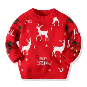 2023 OEM/ODM Kids funny christmas sweaters boy reindeer christmas knitted sweater jumper
