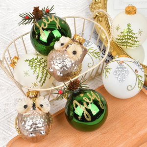 Adorno de Bola de Cristal Pintada en Forma de Búho de 7 cm para Decoración de Árboles de Navidad, Artículos Festivos - Product Image 2
