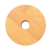Tapa abatible de tapa superior de bambú o madera, tapa de tarro de Mason con agujeros de paja, hecho a medida, suministro directo de fábrica