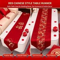 Chemin de table moderne en satin rouge imprimé haute densité, écologique, durable, réutilisable et brillant pour la maison, les mariages et les anniversaires