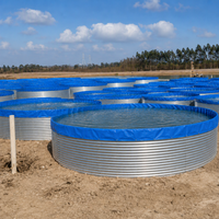 Réservoir d'eau en acier galvanisé de grande capacité, robuste et durable, pour l'équipement d'élevage de poissons agricoles, certification CE