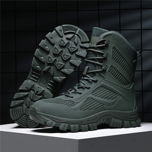DSF66 Men Khaki Mesh High Top Tactical <b>Boots</b> Breathable All Seasons Outdoor <b>Hiking</b> Duty Shoes - Product Image 2