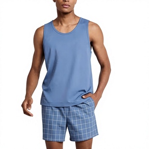 Men's Blue Solid Sleeveless Tank Top O-Neck Breathable Casual Knitted Sporty Athletic Front Logo Summer - Product Image 6