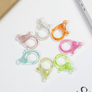 Colorful Transparent <b>Plastic</b> Jelly Lobster Clasps 25mm With Glitter For DIY Jewelry Making <b>Beading</b> Supplies - Product Image 3