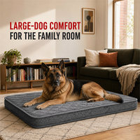 Matelas orthopédique pour chien pour la salle familiale, 89x58cm, 11cm, grand lit pour chien avec surface matelassée grise pour un confort intérieur