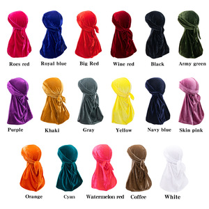 <span class=keywords><strong>Durag</strong></span> en satin rayé doré à longue queue, style chapeau de pirate, best-seller - Product Image 2
