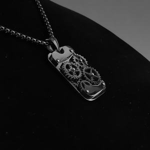 Colliers et pendentifs mécaniques carrés punk de haute qualité, plaqués noir, avec design engrenages - Product Image 3