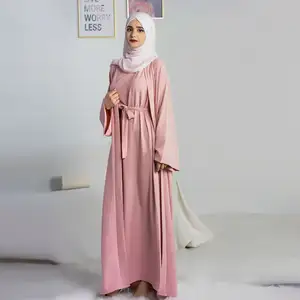 Hot Selling 2PCS Set Islamic Clothing Dubai Abaya Muslim Dress for Muslim Women open Abaya Designs