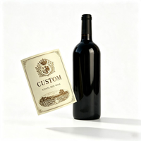 Étiquette de bouteille de vin rouge personnalisée, illustration de vignoble vintage, design de couronne, autocollante