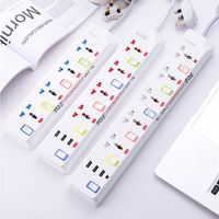 Multiprise multifonctionnelle 2 m à 4 prises 10 A avec ports de charge USB, interrupteurs individuels et protection contre les surcharges pour la maison et le bureau