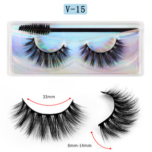 Cils effet naturel en vrac avec 15 boîtes de cils scintillants, longueur moyenne, en fourrure de vison synthétique 3D - Product Image 1