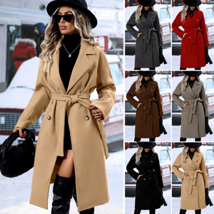 <span class=keywords><strong>Cappotto</strong></span> Lungo in <span class=keywords><strong>Lana</strong></span> da <span class=keywords><strong>Donna</strong></span> Personalizzato OEM ODM, Soprabito Invernale Caldo con Collo a Risvolto e Doppio Petto, con Cintura - Product Image 5