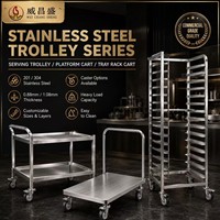 Chariot de service à plateforme en acier inoxydable avec poignée rétractable, simple niveau, roulettes pivotantes, taille personnalisée pour entrepôt