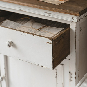 Nordic <strong>Retro</strong> White Home Furniture Solid Wood Drawers 2 Doors European Vintage Designs Living Room Cabinet <strong>Sideboard</strong> - Product Image 5