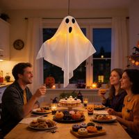 Décoration suspendue portable LED lumineuse en tissu fantôme pour Halloween, accessoires effrayants pour bar, maison hantée, aménagement de scène de fête