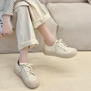 Bottes de randonnée décontractées pour femmes en cuir de vachette, à bout bicolore, basses, pour la marche lente, chaussures de loisirs confortables et tendance - Product Image 3