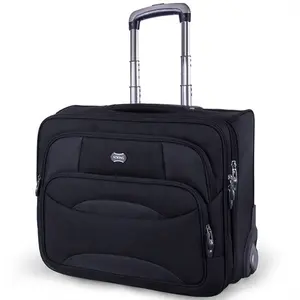18 inch black 1680D oxford fabric custom computer trolley suitcase luggage with trolley TSA lock