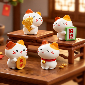 Figurine miniature mignonne en PVC Chat porte-bonheur pour la décoration DIY de micro-paysages, accessoire pour mini-voiture et ornement de bureau - Product Image 3