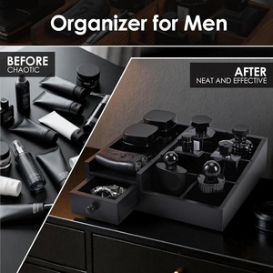 Organisateur de Cologne en Bois Noir pour Hommes, Grande Capacité, avec Tiroir, Décoration de Chambre Masculine, Support de Rangement pour Salle de Bain - Product Image 4