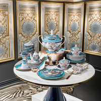 Service de table en porcelaine fine haut de gamme, tendance nationale, décoration intérieure de grande valeur, comprend un bol à riz, un bol à soupe, une assiette à légumes, combinaison