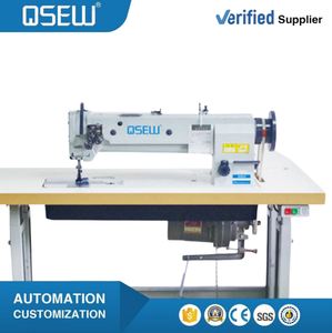 Machine à coudre industrielle à double aiguille, bras long, entraînement par pointeuse, point noué, grand crochet, modèle QS-4420L-18 - Product Image 1