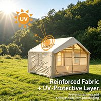 Tente familiale gonflable haut de gamme 7,5 m² en Oxford 420D, tente de glamping imperméable avec deux puits de lumière et larges portes doubles, OEM
