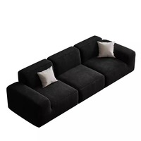 Lujoso Retro Big Black Cow Pure Sponge Skeleton-Free Modular Living Room Set Sofá de compresión al vacío Tofu Patas seccionales para