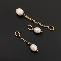 Pendentif en perle d'eau douce en acier inoxydable eManco, accessoires DIY plaqués or 14 carats sous vide, breloques pour bijoux.