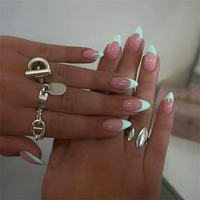 Lot de 24 faux ongles à presser avec colle, forme stiletto, amande pointue, personnalisables