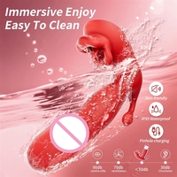 Vibrateur télescopique 3-en-1 à commande par application, avec fonction de léchage, pénétration et massage clitoridien, pour femmes, jouet anal