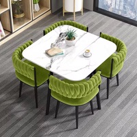 Table à manger ronde en pierre légère de style luxe décontracté, simple, moderne, minimaliste, table carrée de négociation et combinaison de chaises