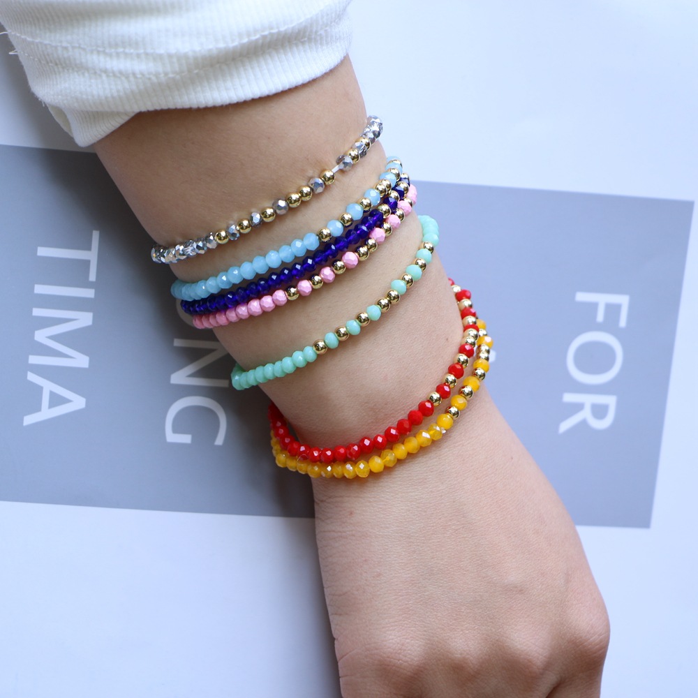 KELITCH 2 Braccialetti A Polsino Con Perline Di Pietra Cristallo Colorato – Donna