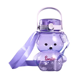 Commercio all'ingrosso 1000ml Kawai carino piccolo orso bottiglie di acqua nuovo stile grande tazza di pancia con grande capacità per i bambini vendita calda