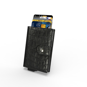Porte-cartes CardHoda à texture crocodile, protection RFID, portefeuille court unisexe, fermeture à pression, design minimaliste - Product Image 5