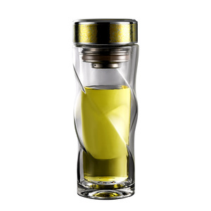 Double Layer Glass Tea Cup With Infuser Separator For Business Gifts 500Ml Gold Silver Color - Product Image 1