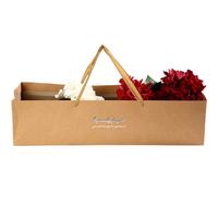 Sac en carton de luxe rectangulaire géant avec poignée en ruban pour fleuriste, emballage personnalisé pour roses et fleurs longues