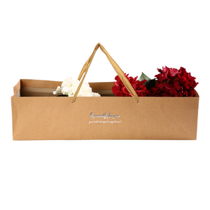 Bolsa de Papel Rectangular Grande de Lujo para Floristería, con Asa de Cinta, para Empaque de Rosas, Personalizable, para Flores Largas - Product Image 5