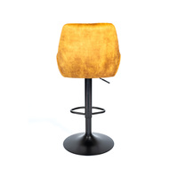 Tabouret de bar pivotant à hauteur réglable en tissu, finition peinture dorée