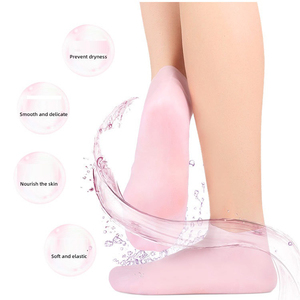 Chaussettes hydratantes pour pédicure pour femmes, pour les pieds secs et gercés, adoucissantes, rugueuses, élastiques, antidérapantes, protection des pieds, soin de la peau des pieds en silicone - Product Image 4