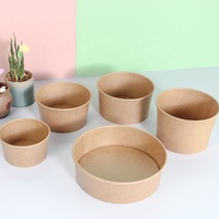 Bol à salade jetable en papier kraft blanc biodégradable avec couvercle en PET