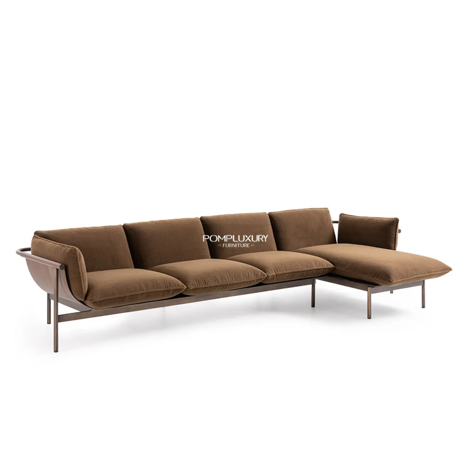FSF-339 Italiaanse Luxe Design Metalen Frame Bank Fluwelen Stof Woonkamer Sofa Set Voor Thuis Hotel Lobby