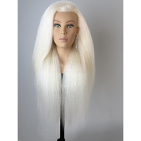 Manekin rambut wanita Eropa 70 cm 200g, rambut Yak, MOQ 1, untuk latihan blow dry, pewarnaan, dan pengeritingan rambut.